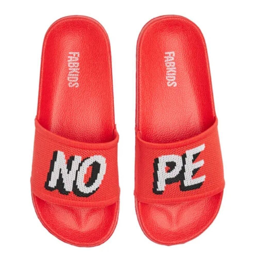 Fabkids Boy's Knit Graphic 'Nope' Slide in Red, Size 13/1
